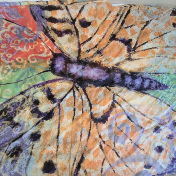 Susan Winget Butterfly Lightweight Colorful Scarf Women's Purple Orange - Picture 4 of 7